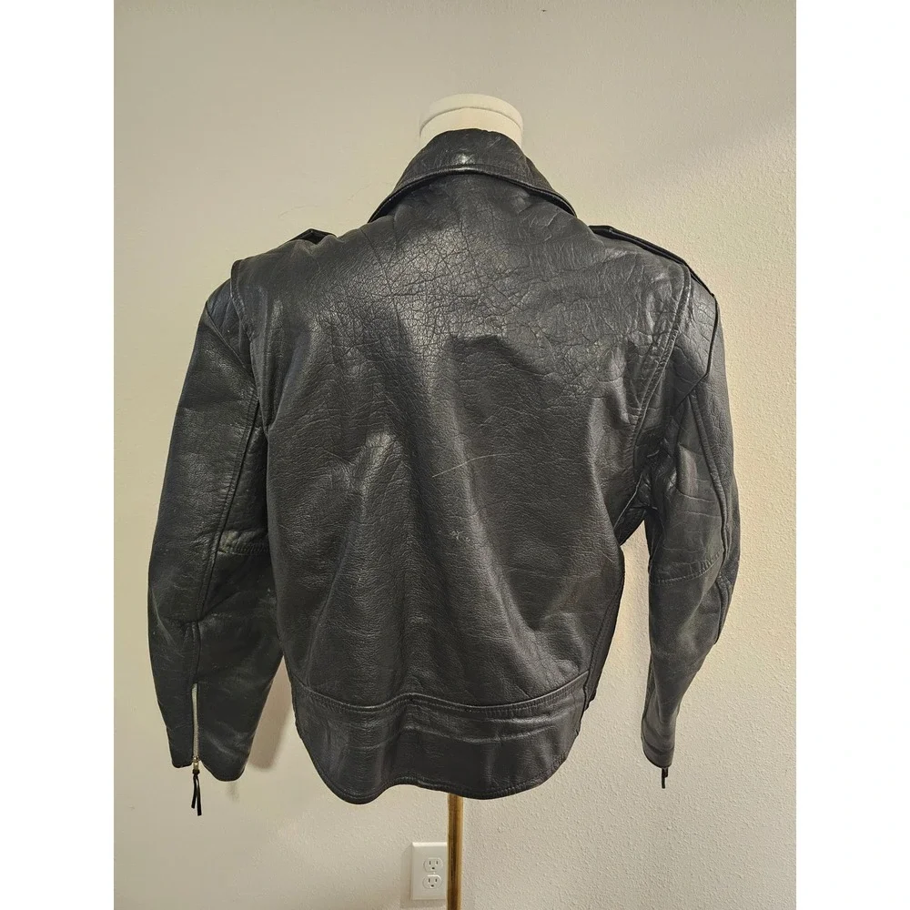Vintage Wilsons XXL Black Leather Biker Jacket Thinsulate Lined
